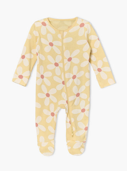 Pack of 3 Juniors Cotton Round Neck Long Sleeves Sleepsuit with Floral Print-baby-girls-clothing-nightwear-sleepsuits-image-3