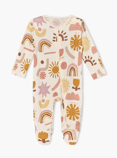 Pack of 3 Juniors Cotton Round Neck Long Sleeves Sleepsuit with Floral Print-baby-girls-clothing-nightwear-sleepsuits-image-4
