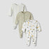 Pack of 3 Juniors Organic Cotton Round Neck Long Sleeves Sleepsuit with Print - Green / 12-18 mths
