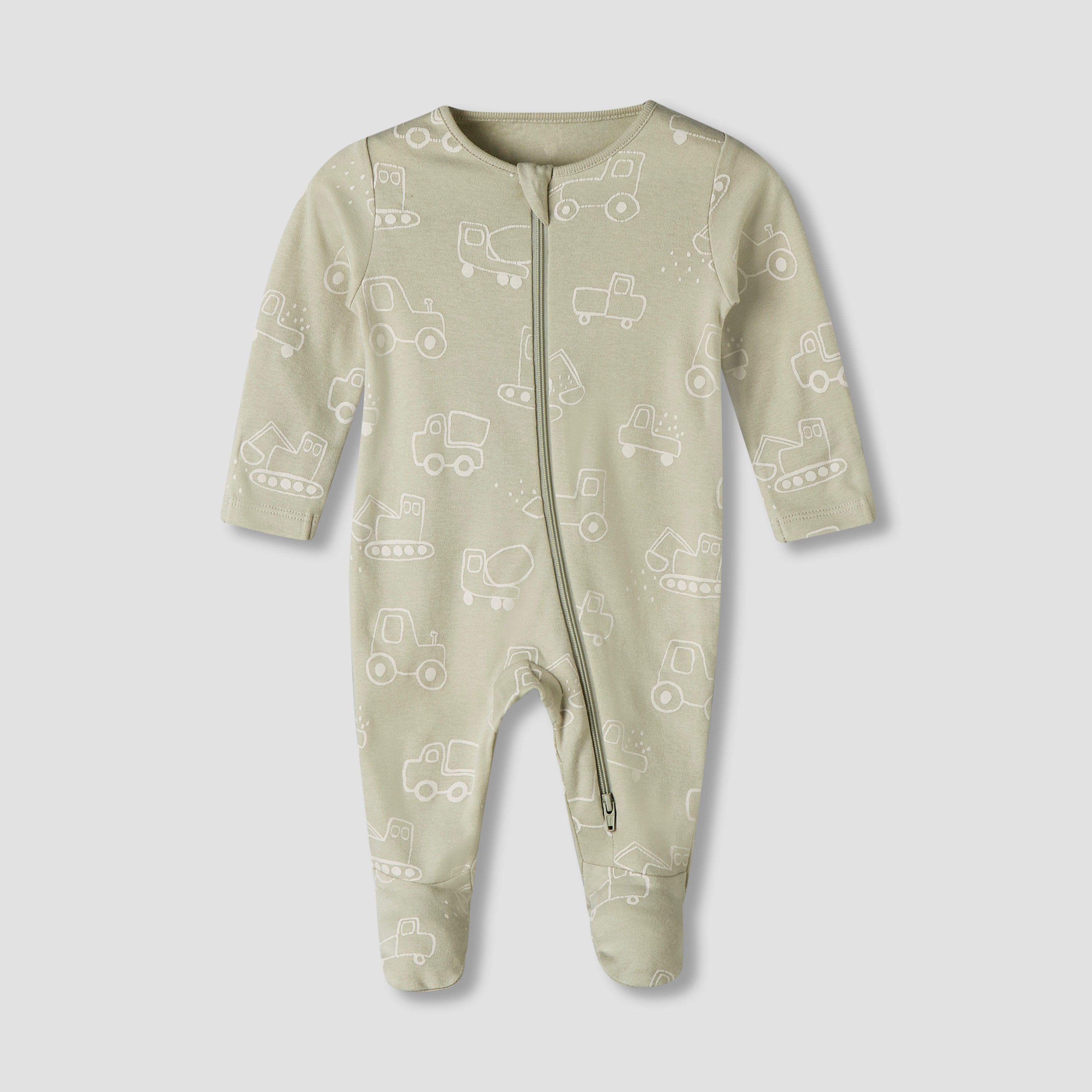 Pack of 3 Juniors Organic Cotton Round Neck Long Sleeves Sleepsuit with Print