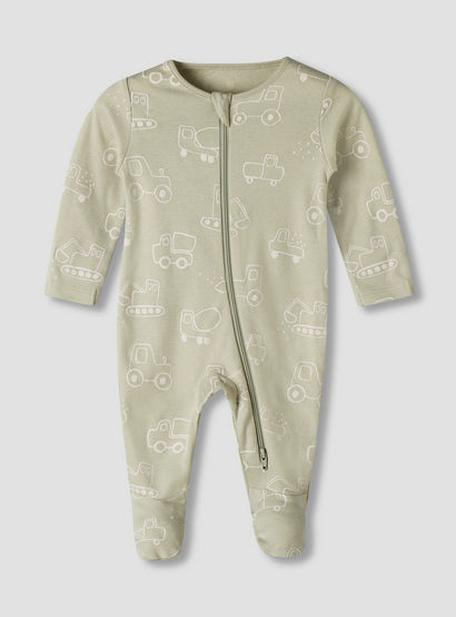 Pack of 3 Juniors Organic Cotton Round Neck Long Sleeves Sleepsuit with Print-baby-boys-clothing-nightwear-sleepsuits-image-3
