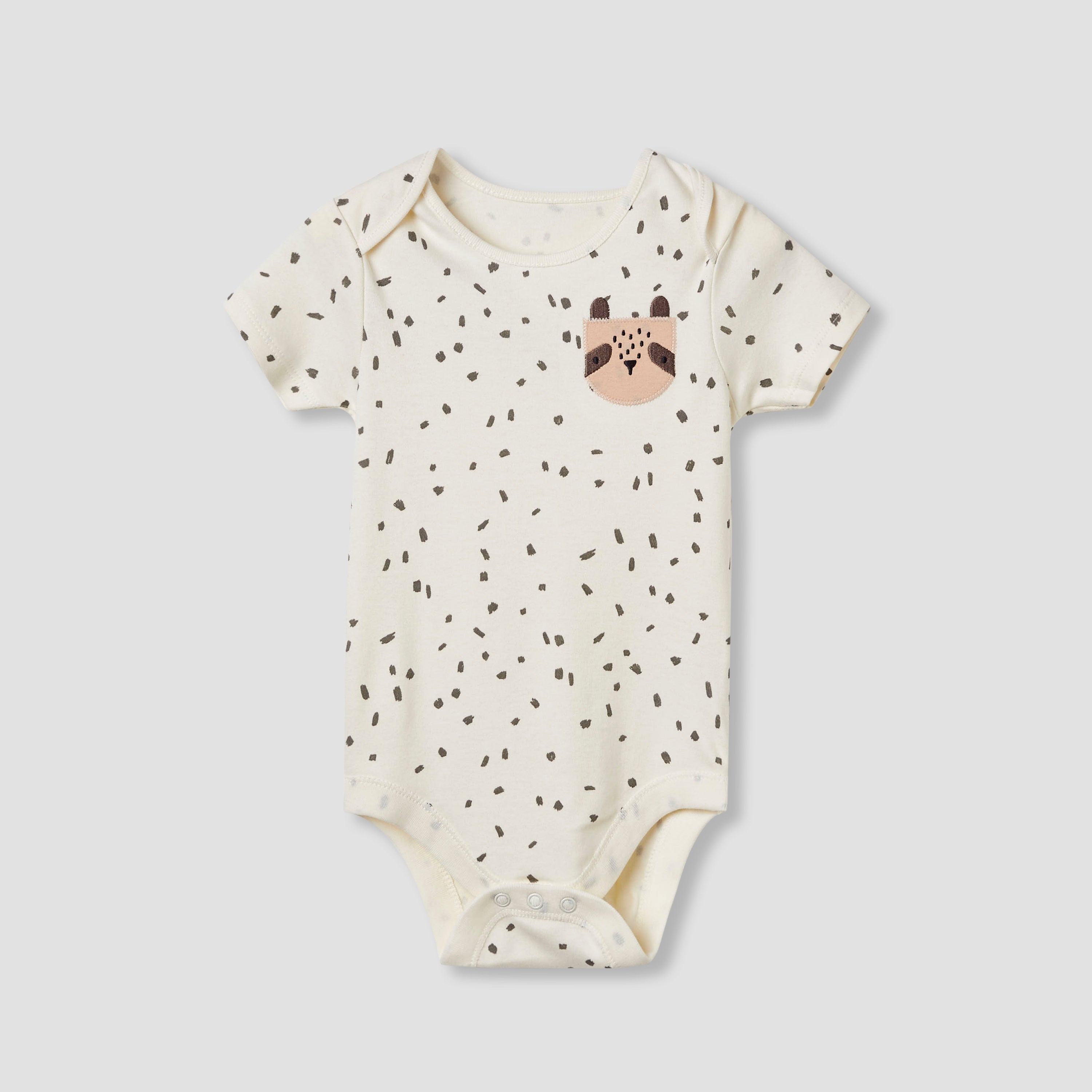 Juniors Printed Bodysuit with Short Sleeves and Button Closure - Set of 3