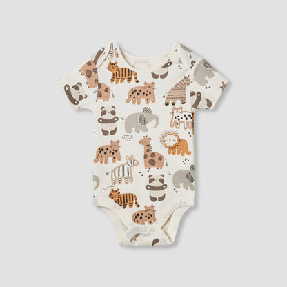 Juniors Printed Bodysuit with Short Sleeves and Button Closure - Set of 3