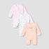 Pack of 3 Juniors Round Neck Long Sleeves Sleepsuit with Button Closure - Multicolour / 12-18 mths