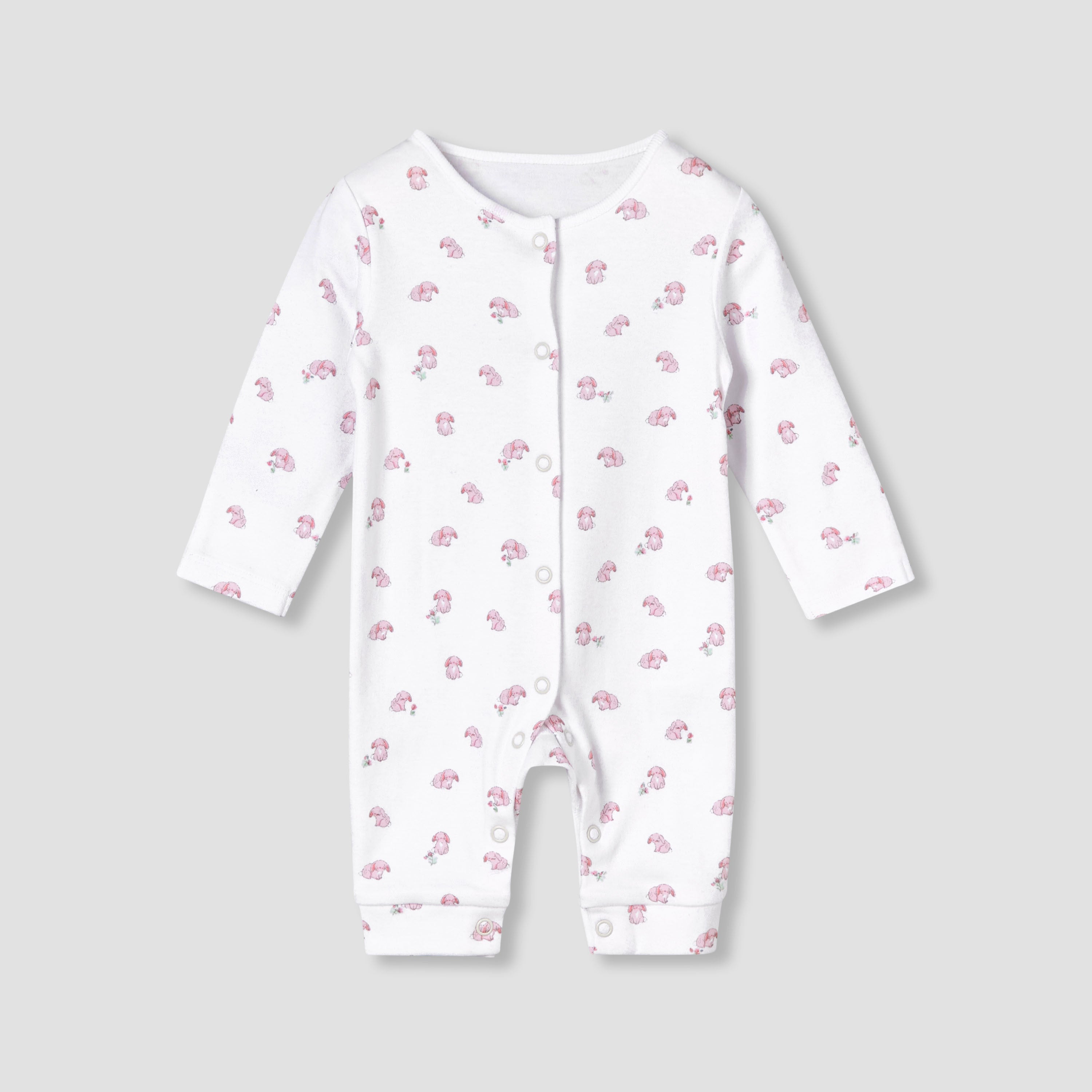 Pack of 3 Juniors Round Neck Long Sleeves Sleepsuit with Button Closure