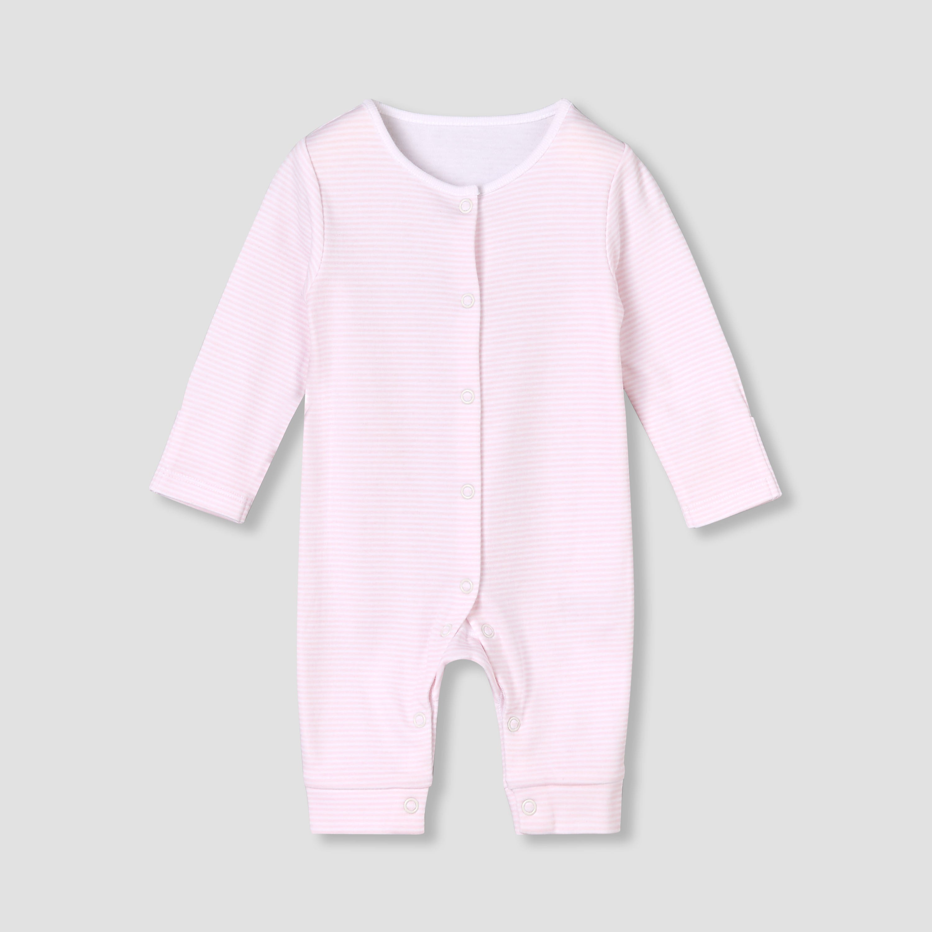 Pack of 3 Juniors Round Neck Long Sleeves Sleepsuit with Button Closure
