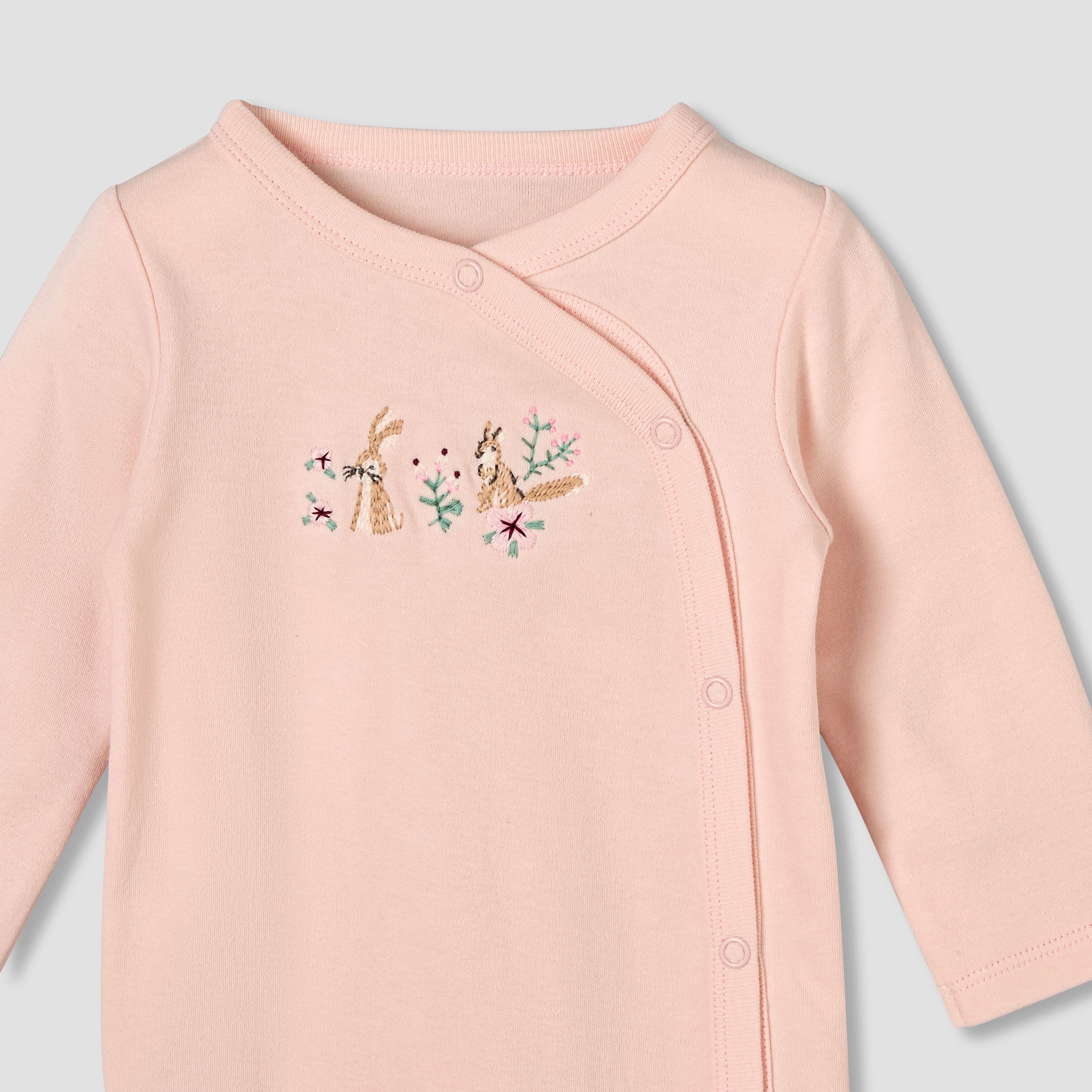 Pack of 3 Juniors Round Neck Long Sleeves Sleepsuit with Button Closure