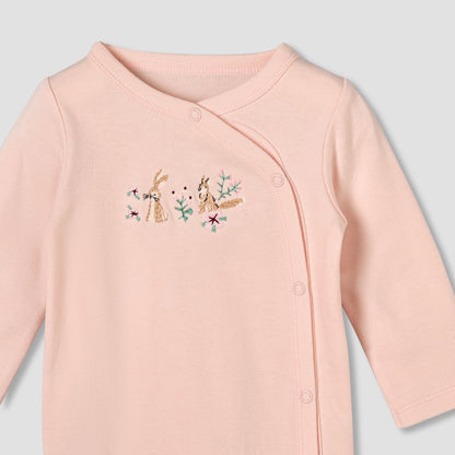 Pack of 3 Juniors Round Neck Long Sleeves Sleepsuit with Button Closure
