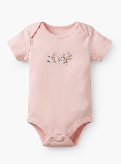 Pack of 3 Juniors Cotton Round Neck Long Sleeves Bodysuit with Short Sleeves-baby-girls-clothing-bodysuits-image-2