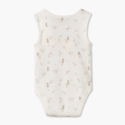 Pack of 7 Juniors Cotton Crew Neck Sleeveless Bodysuit with Floral Print