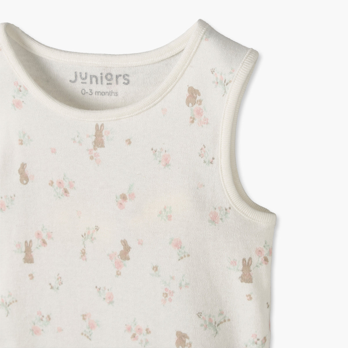 Pack of 7 Juniors Cotton Crew Neck Sleeveless Bodysuit with Floral Print
