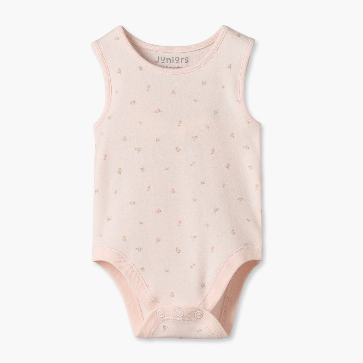 Pack of 7 Juniors Cotton Crew Neck Sleeveless Bodysuit with Floral Print