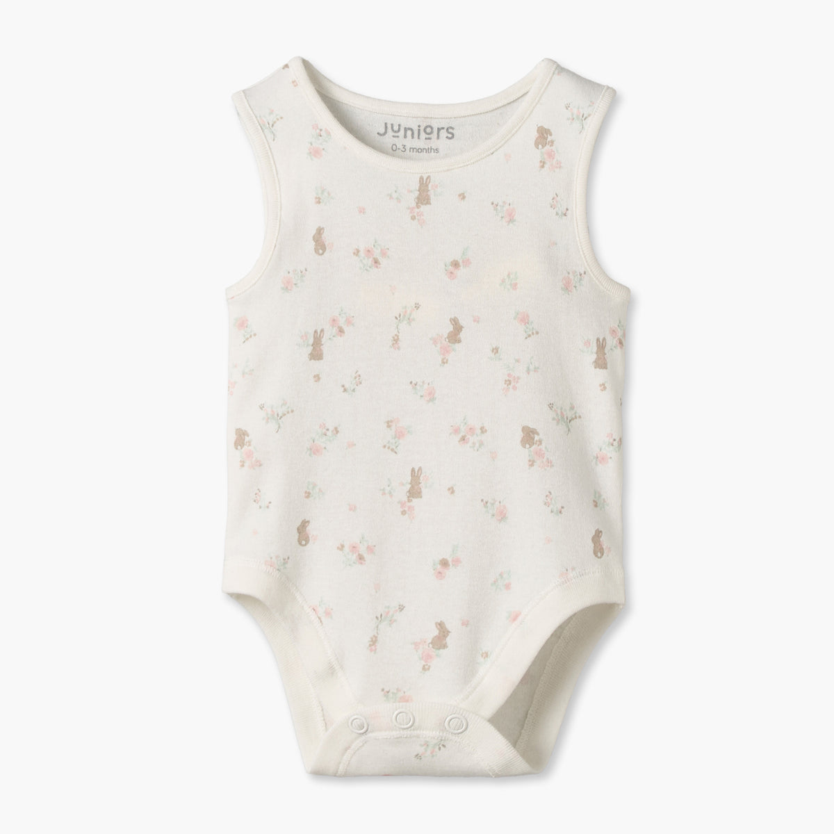 Pack of 7 Juniors Cotton Crew Neck Sleeveless Bodysuit with Floral Print