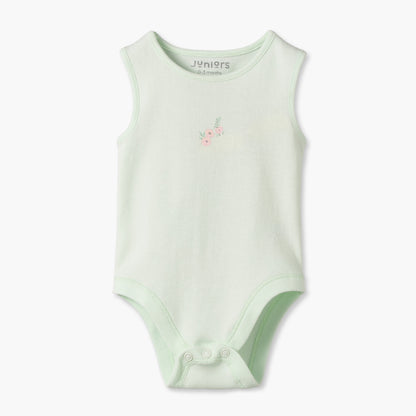 Pack of 7 Juniors Cotton Crew Neck Sleeveless Bodysuit with Floral Print