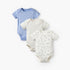 Pack of 3 Juniors Cotton Crew Neck Short Sleeves Bodysuit with Floral Print - Blue / 18-24 mths