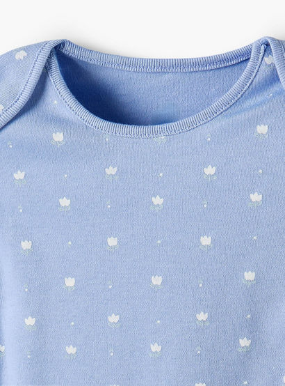 Pack of 3 Juniors Cotton Crew Neck Short Sleeves Bodysuit with Floral Print-baby-girls-clothing-bodysuits-image-6
