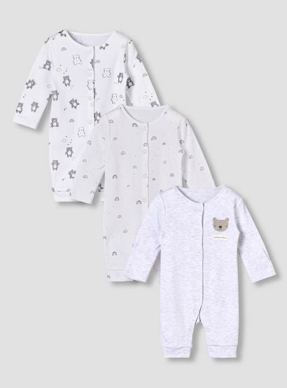 Pack of 3 Juniors Round Neck Long Sleeves Sleepsuit with Print-baby-boys-clothing-nightwear-sleepsuits-image-1