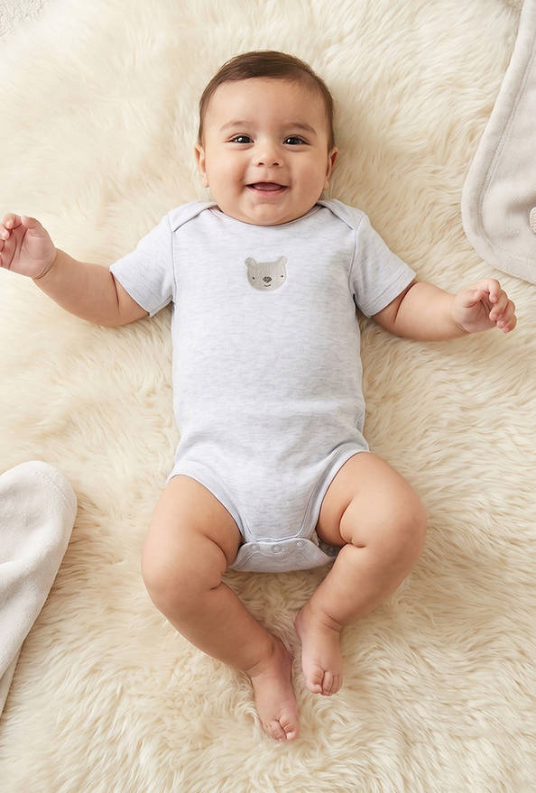 Pack of 3 Juniors Round Neck Short Sleeves Bodysuit with Snap Button Closure