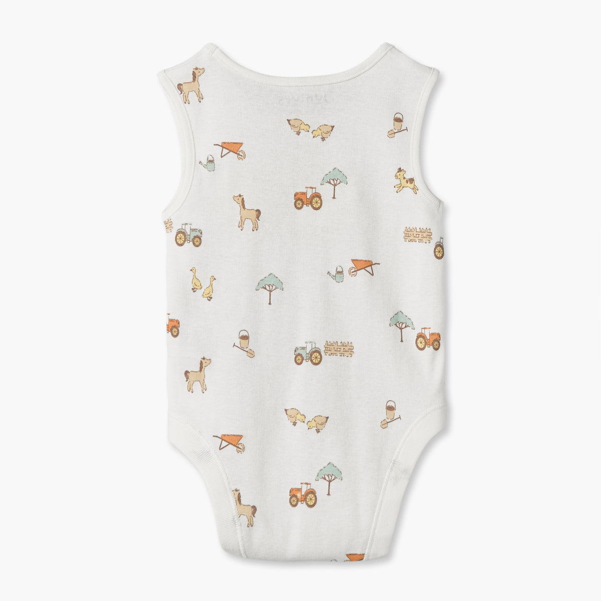 Pack of 7 Juniors Crew Neck Sleeveless Bodysuit with Farm Print