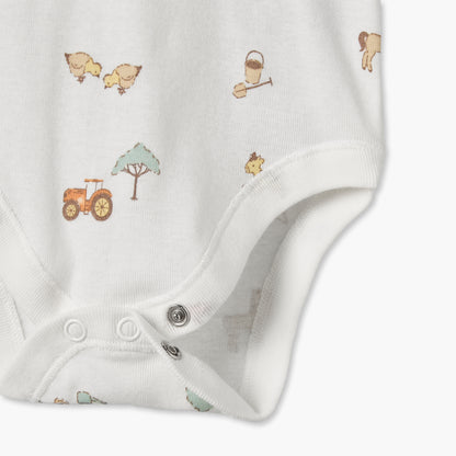 Pack of 7 Juniors Crew Neck Sleeveless Bodysuit with Farm Print