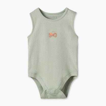 Pack of 7 Juniors Crew Neck Sleeveless Bodysuit with Farm Print