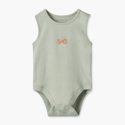 Pack of 7 Juniors Crew Neck Sleeveless Bodysuit with Farm Print