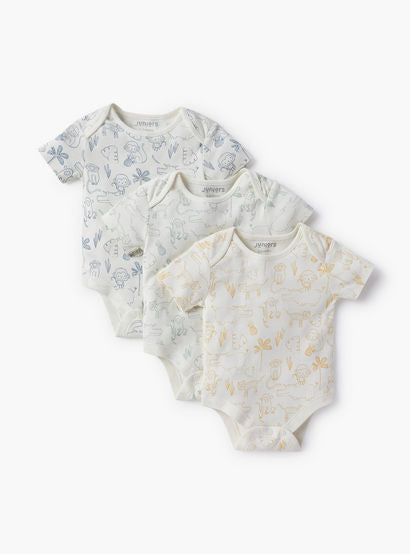Juniors Animal Print Bodysuit with Envelope Neck - Set of 3-baby-girls-clothing-bodysuits-image-1