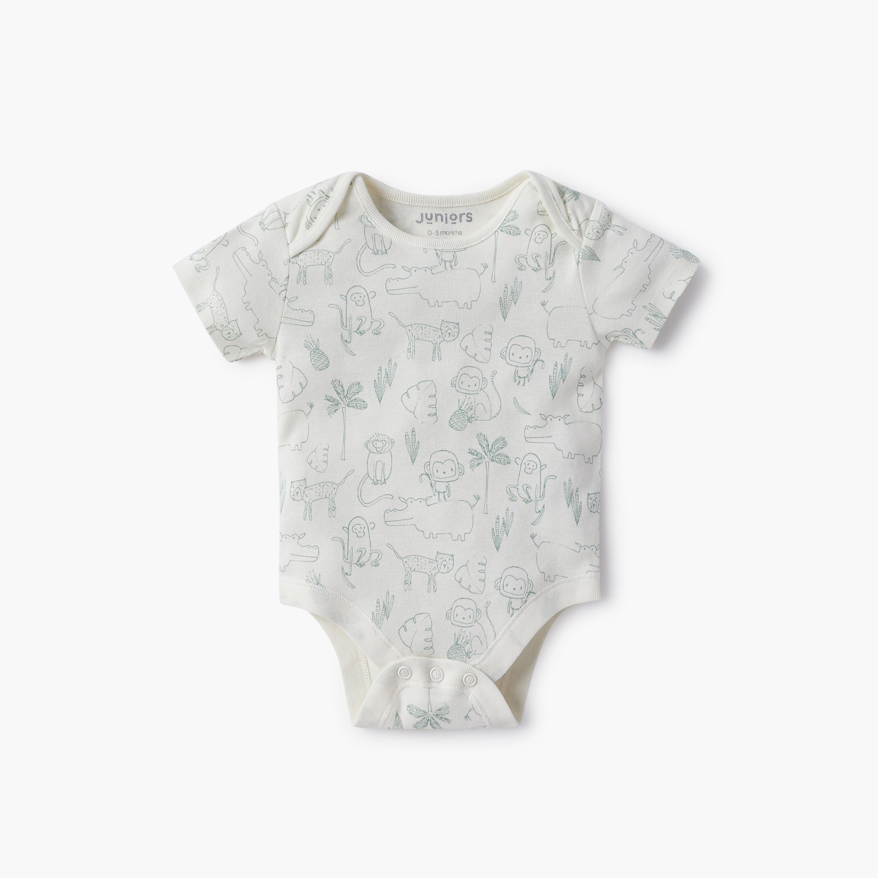 Juniors Animal Print Bodysuit with Envelope Neck - Set of 3