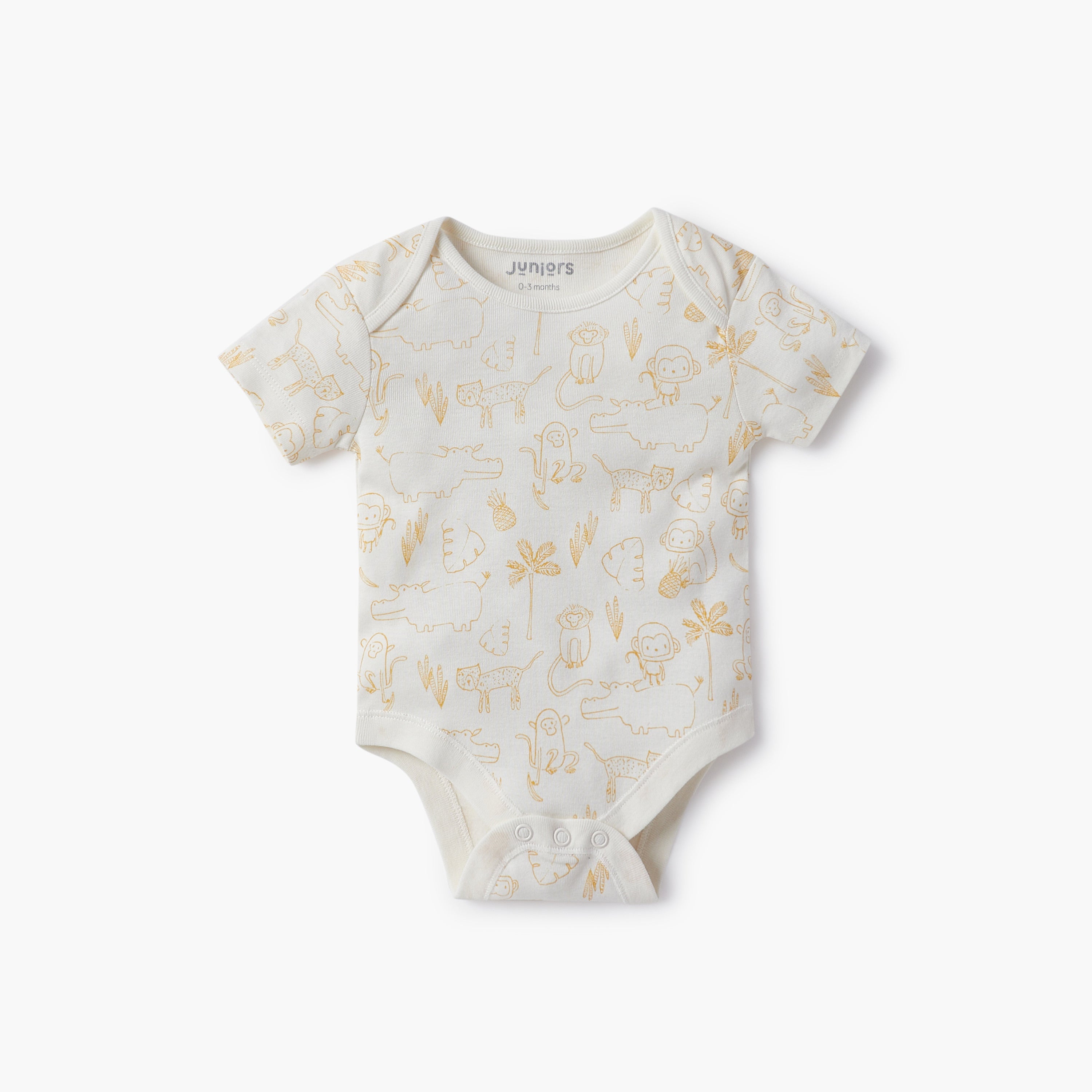 Juniors Animal Print Bodysuit with Envelope Neck - Set of 3