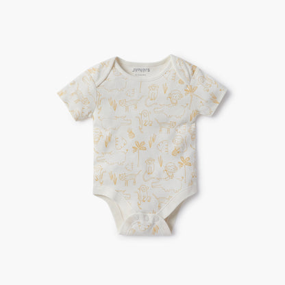 Juniors Animal Print Bodysuit with Envelope Neck - Set of 3