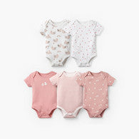 Pack of 5 Juniors Cotton Crew Neck Short Sleeves Bodysuit with Duck Print-undefined-image-1