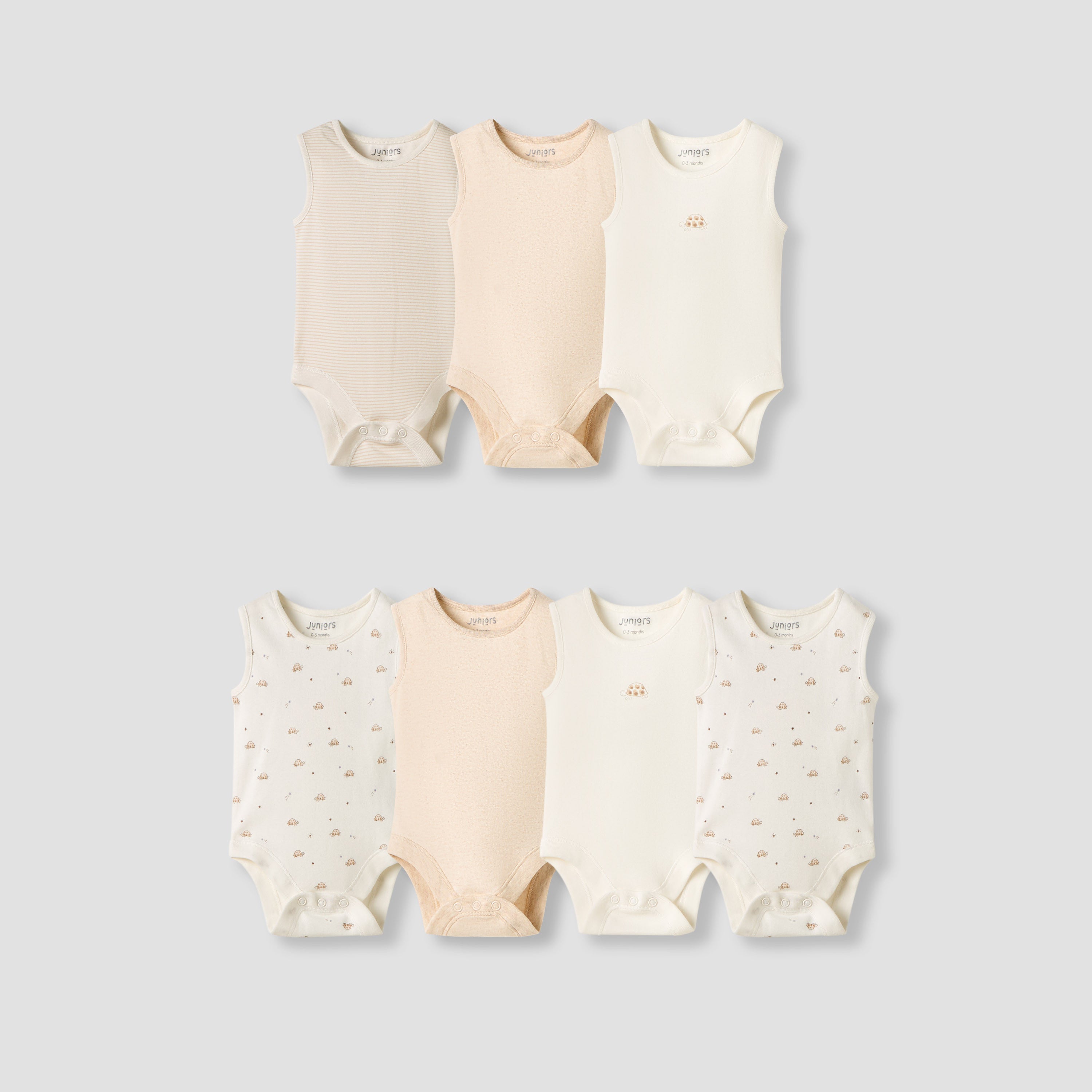 Juniors Printed Sleeveless Bodysuit - Set of 7 - Multicolour / 12-18 mths