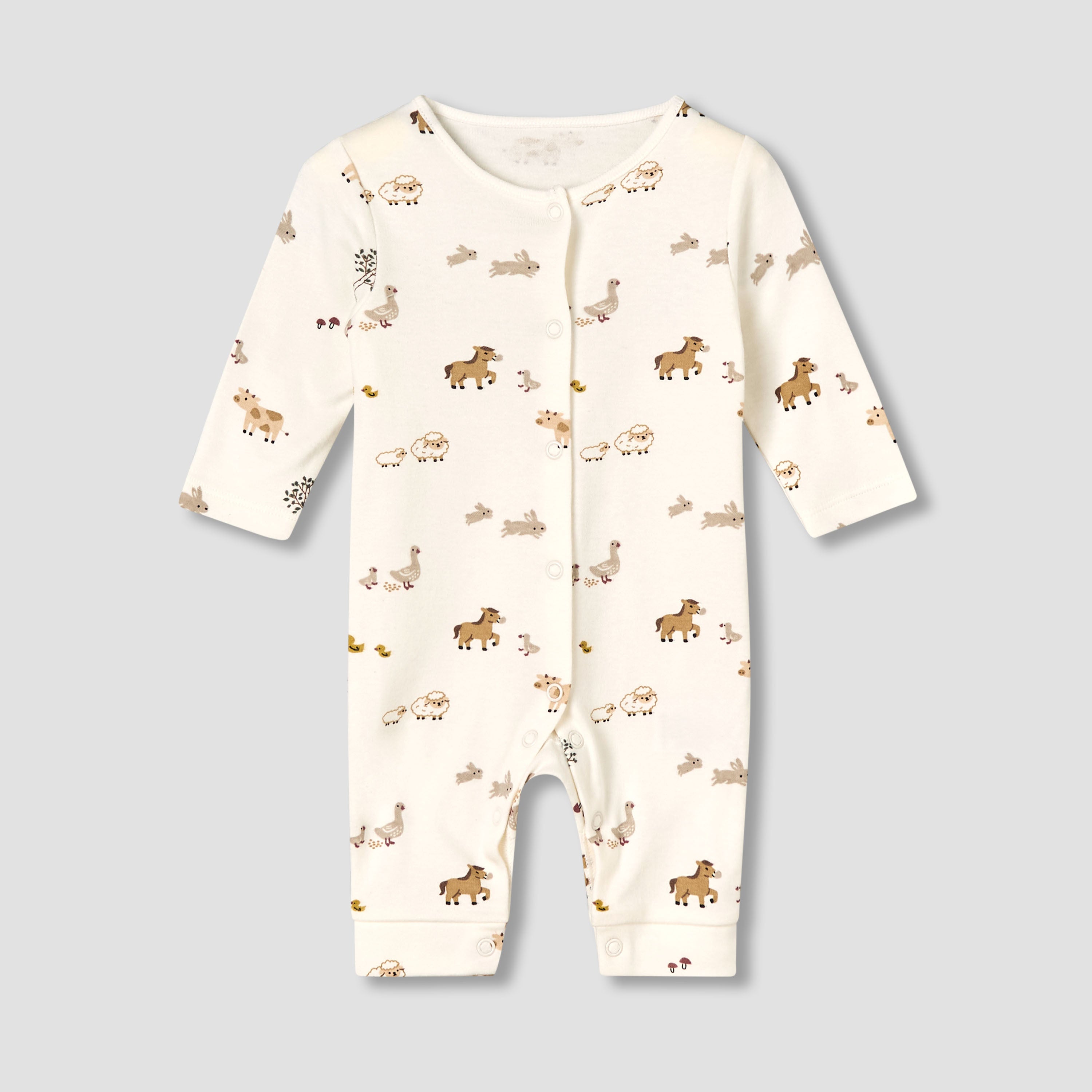 Pack of 5 Juniors Round Neck Long Sleeves Sleepsuit with Print