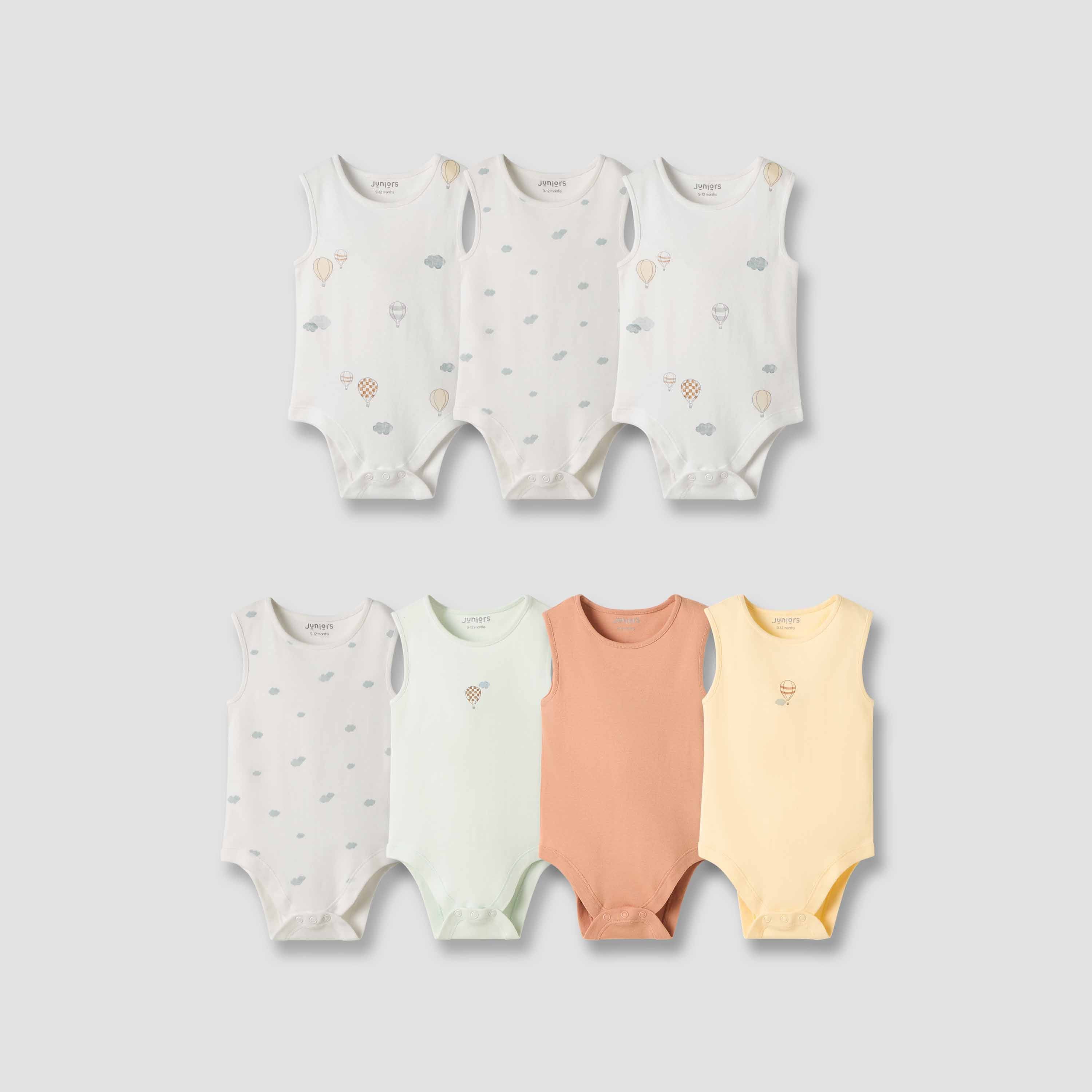 Juniors Assorted Sleeveless Bodysuit - Set of 7 - Multicolour / 12-18 mths