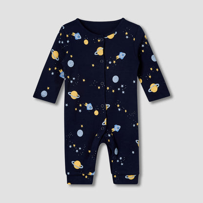 Pack of 5 Juniors Cotton Round Neck Long Sleeves Sleepsuit with Print