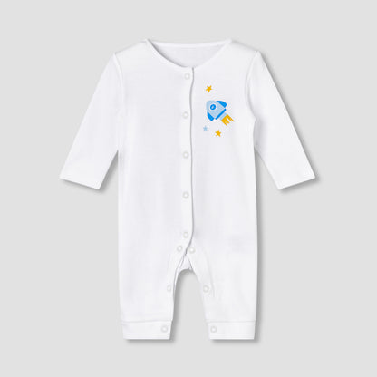 Pack of 5 Juniors Cotton Round Neck Long Sleeves Sleepsuit with Print