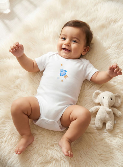 Pack of 5 Juniors Crew Neck Short Sleeves Bodysuit with Rocket Print-baby-boys-clothing-bodysuits-image-2
