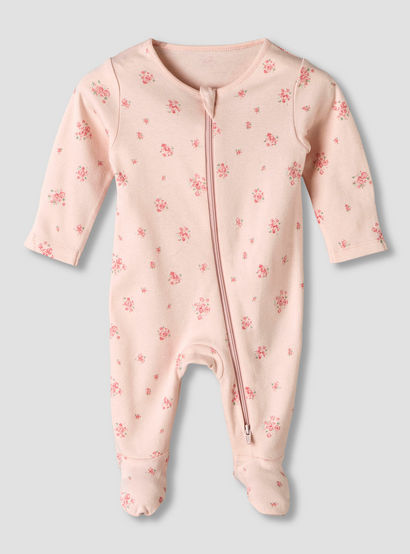 Pack of 3 Juniors Organic Cotton Round Neck Long Sleeves Sleepsuit with Floral Print-baby-girls-clothing-nightwear-sleepsuits-image-5