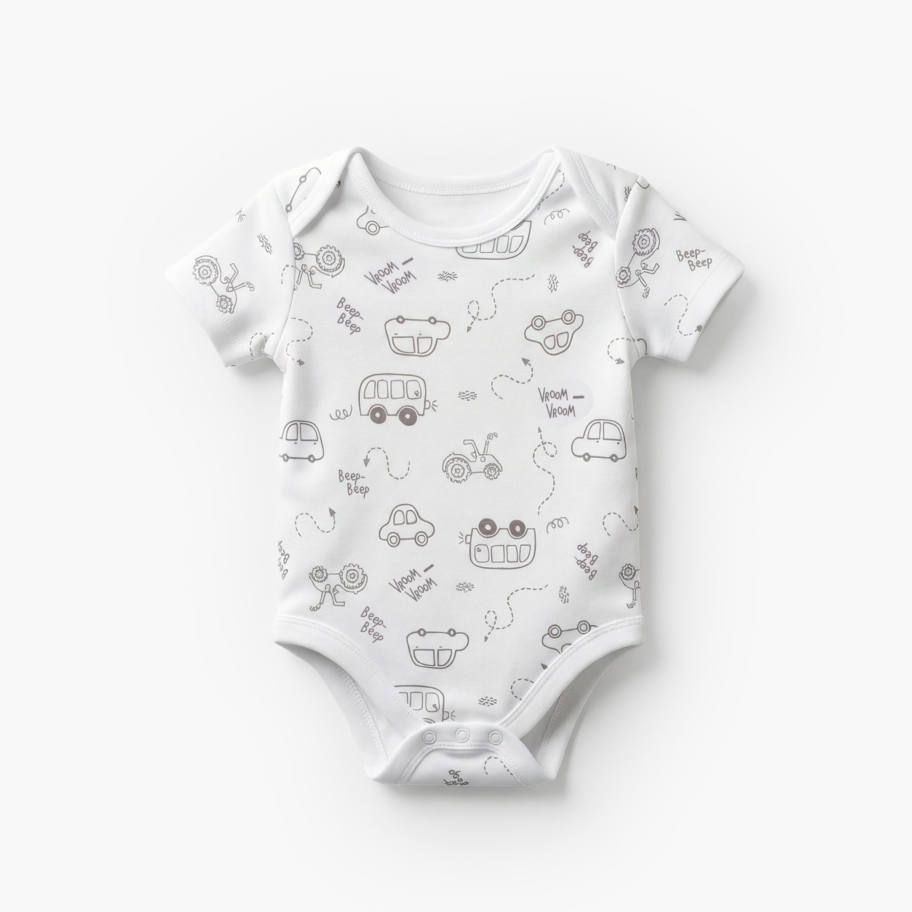 Pack of 3 Juniors Round Neck Short Sleeves Bodysuit with Snap Button Closure