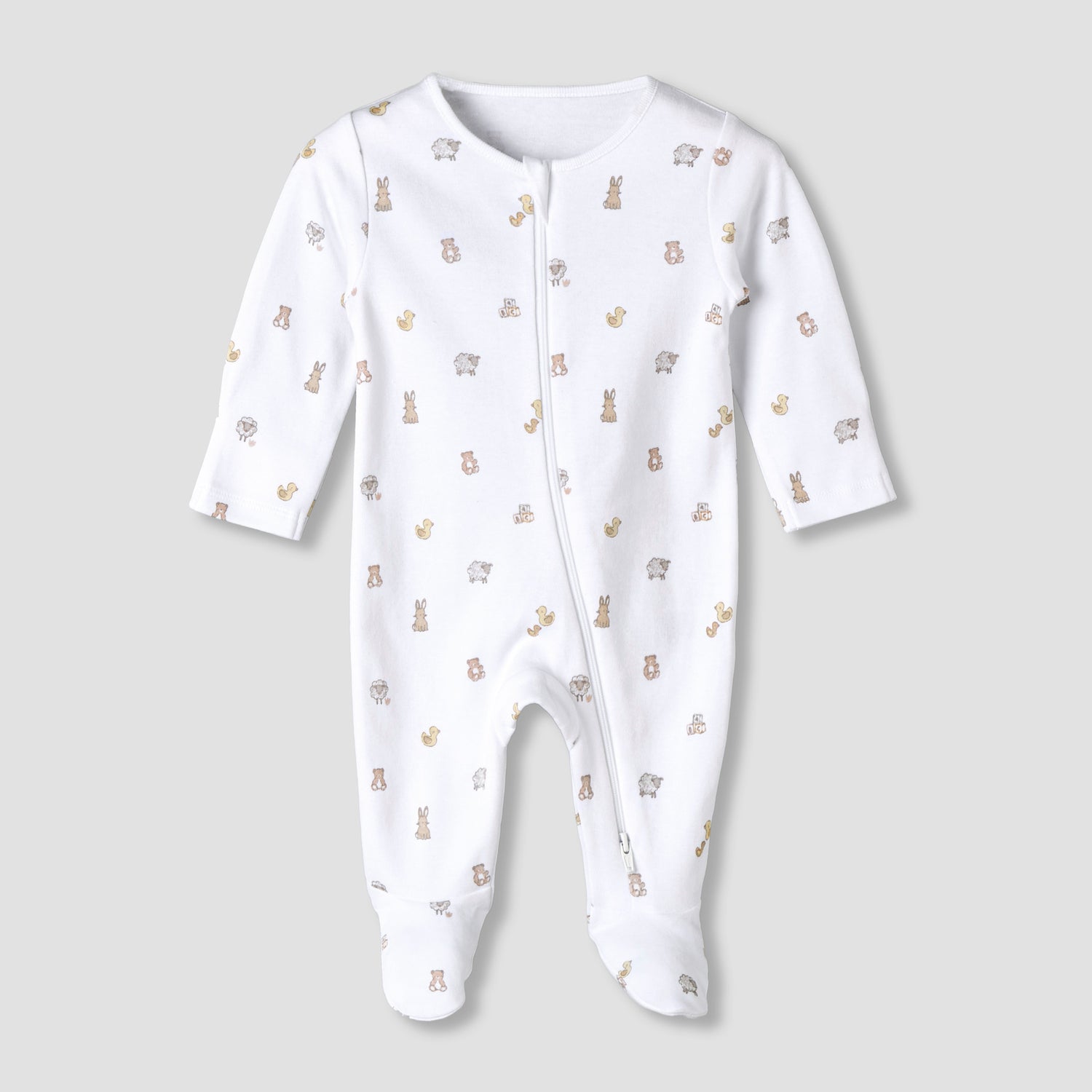 Pack of 3 Juniors Organic Cotton Round Neck Long Sleeves Sleepsuit with Print