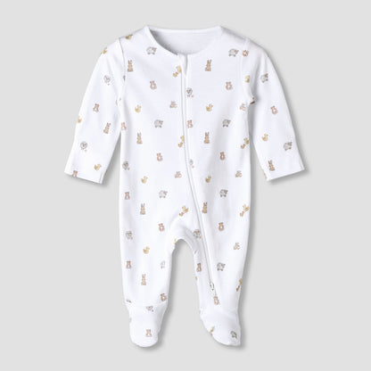 Pack of 3 Juniors Organic Cotton Round Neck Long Sleeves Sleepsuit with Print