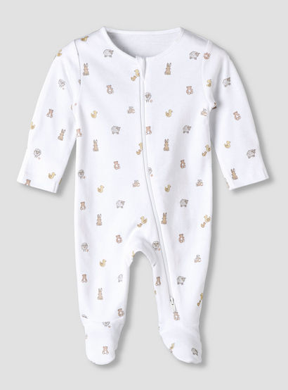 Pack of 3 Juniors Organic Cotton Round Neck Long Sleeves Sleepsuit with Print-baby-girls-clothing-nightwear-sleepsuits-image-3