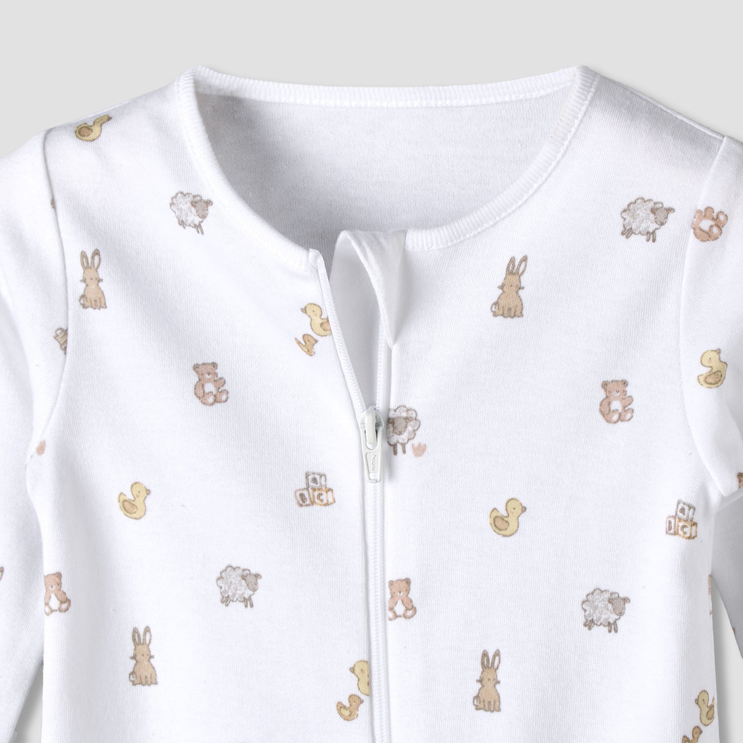 Pack of 3 Juniors Organic Cotton Round Neck Long Sleeves Sleepsuit with Print