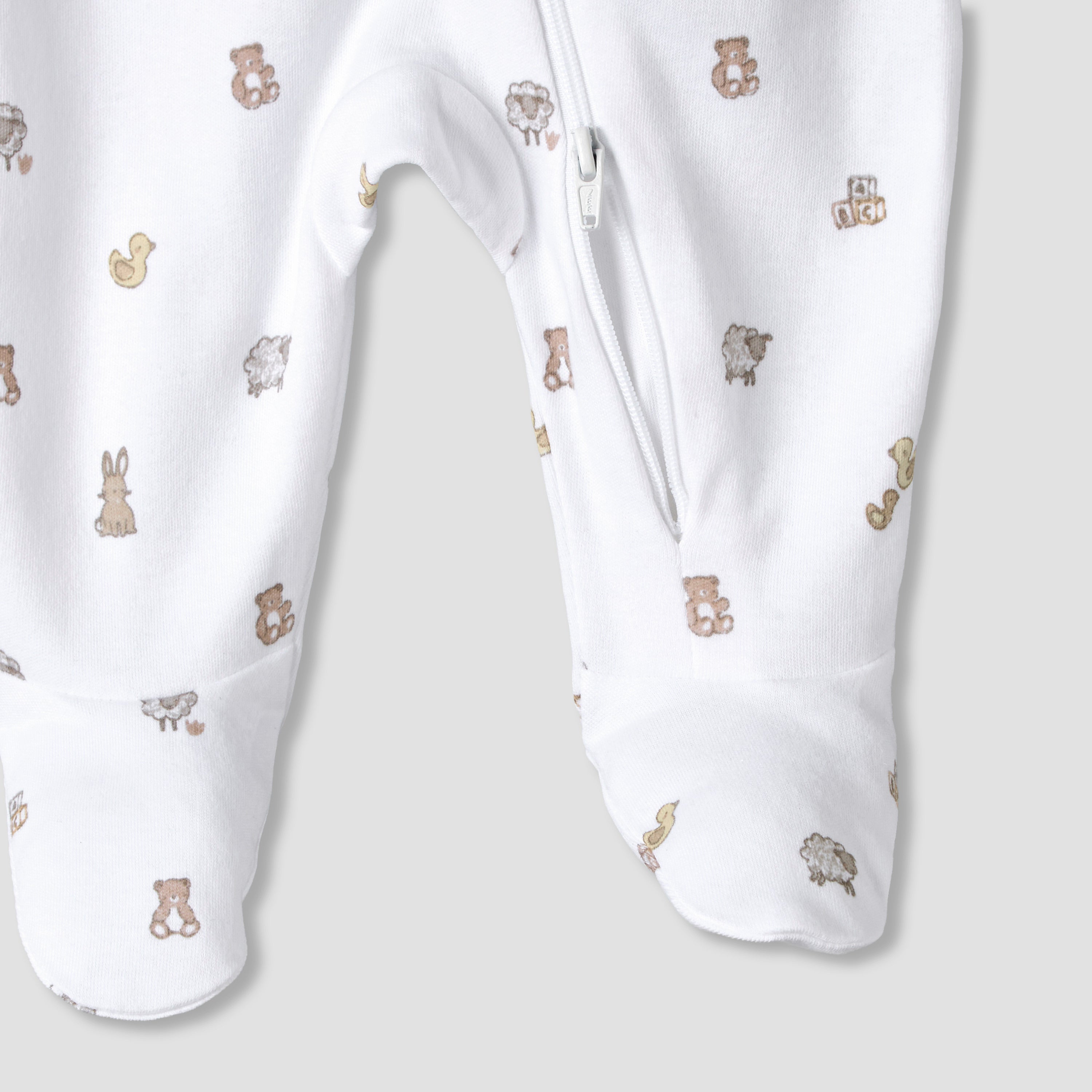 Pack of 3 Juniors Organic Cotton Round Neck Long Sleeves Sleepsuit with Print