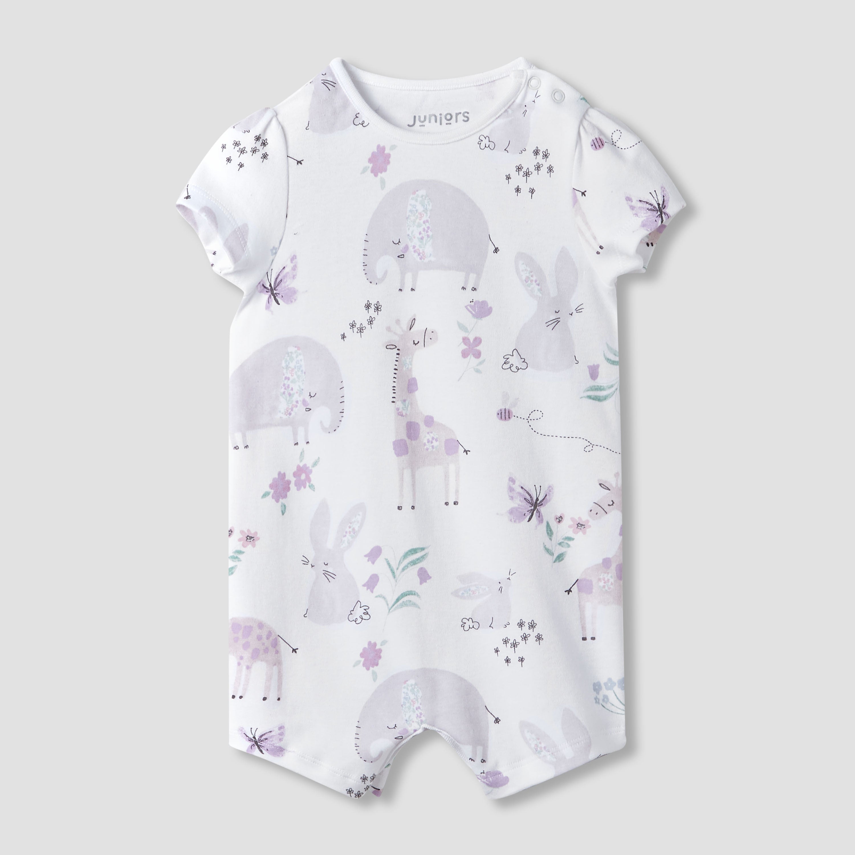 Juniors Animal Print Romper with Short Sleeves - Set of 2