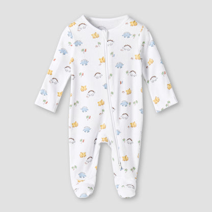 Pack of 3 Juniors Organic Cotton Crew Neck Long Sleeves Sleepsuit with Print