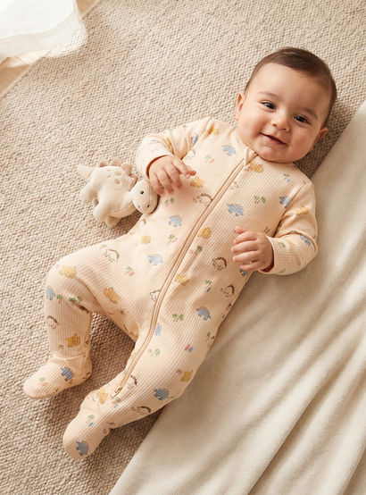 Pack of 3 Juniors Organic Cotton Crew Neck Long Sleeves Sleepsuit with Print-baby-boys-clothing-nightwear-sleepsuits-image-2