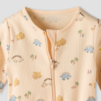 Pack of 3 Juniors Organic Cotton Crew Neck Long Sleeves Sleepsuit with Print