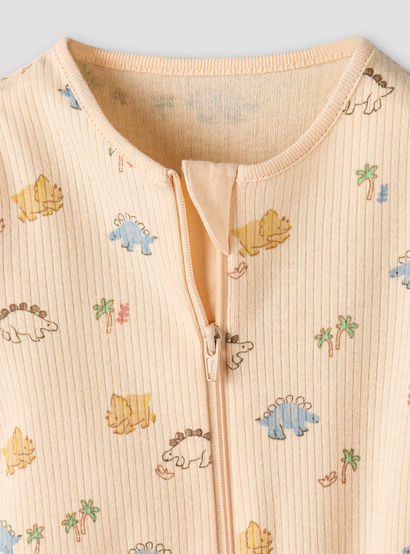 Pack of 3 Juniors Organic Cotton Crew Neck Long Sleeves Sleepsuit with Print-baby-boys-clothing-nightwear-sleepsuits-image-6
