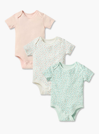 Juniors Assorted Bodysuit with Short Sleeves and Button Closure - Set of 3-baby-girls-clothing-bodysuits-image-1